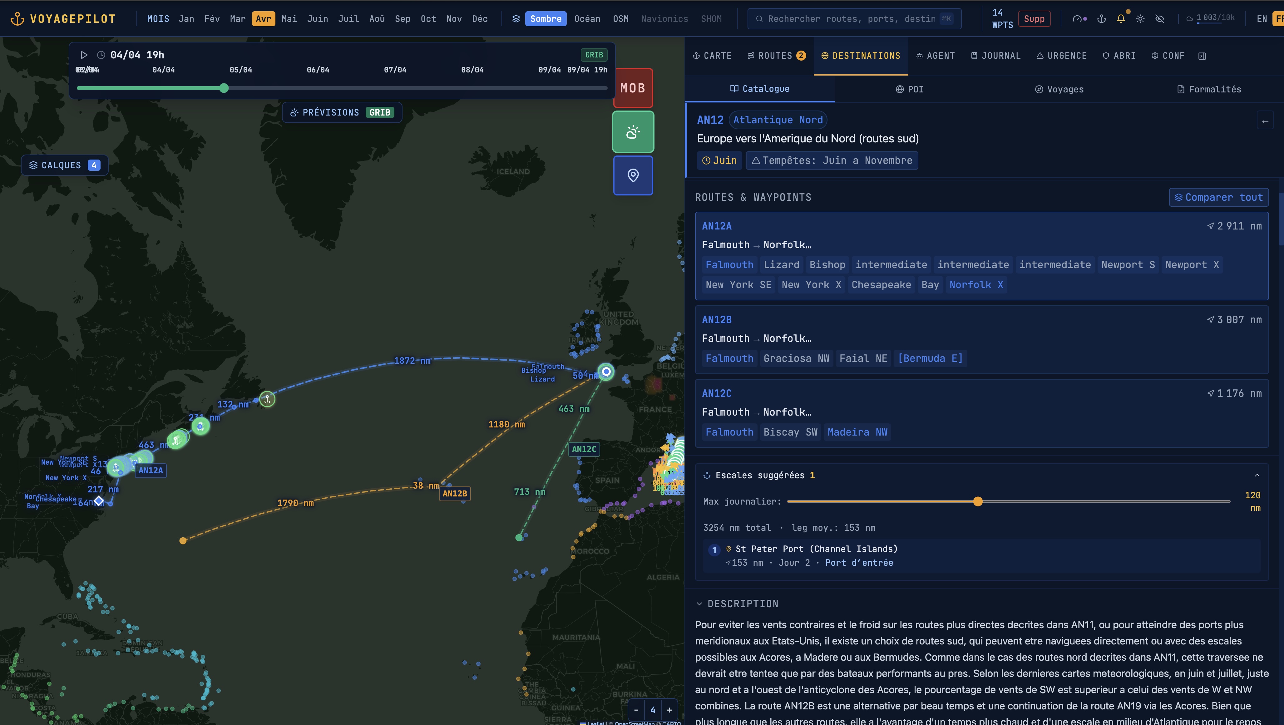 623 routes de croisière